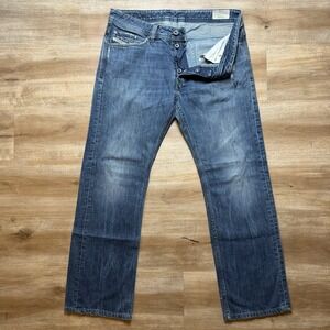 Diesel Viker Jeans Men 32x29 Straight Leg Medium Wash Denim Pants 0RM80 (Hemmed)